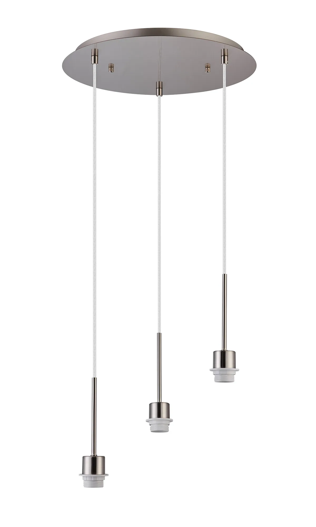 D0905SN  Carrie Satin Nickel 3 Light Round E27 Universal Pendant